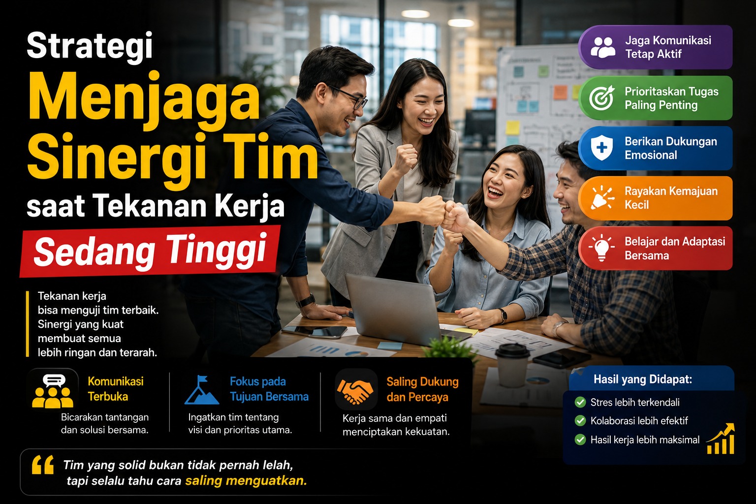 Strategi Menjaga Sinergi Tim saat Tekanan Kerja Sedang Tinggi